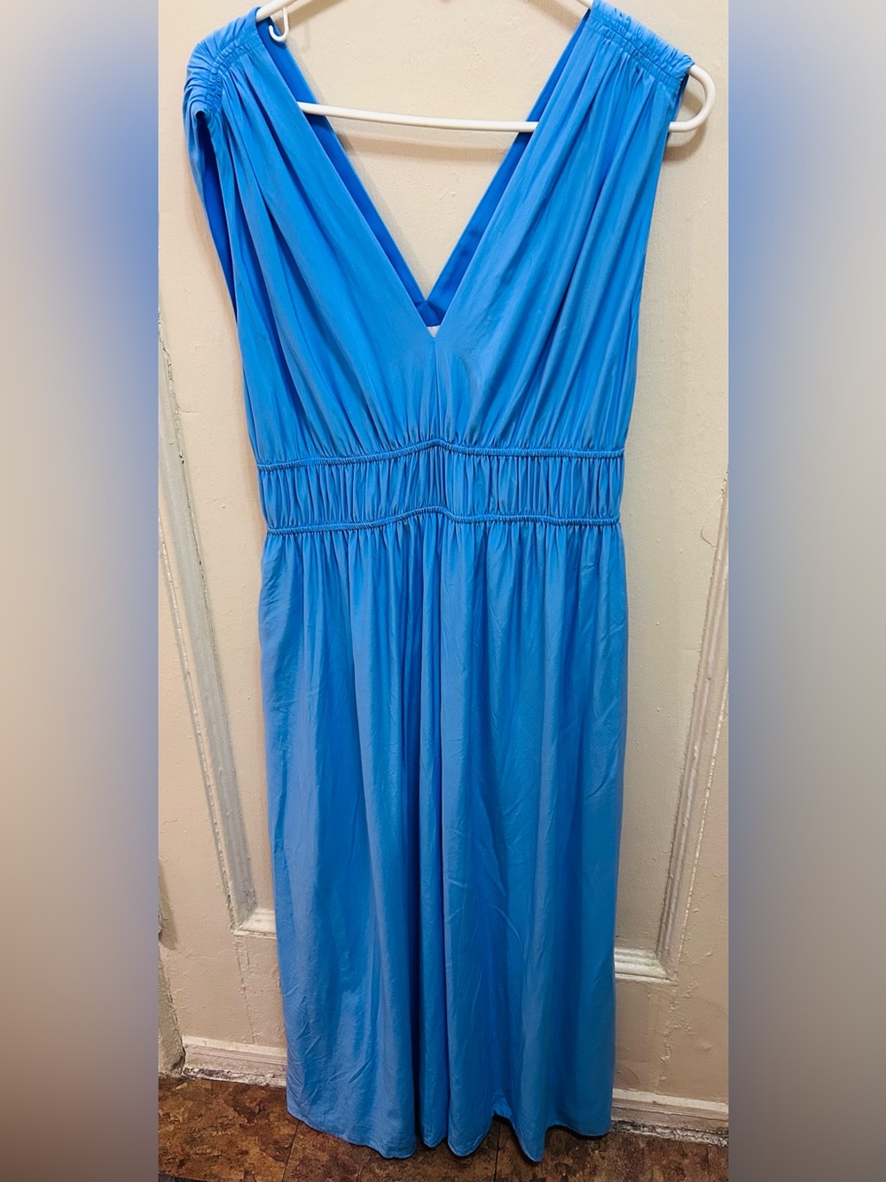 New Banana Republic Bright Blue V-Neck Maxi Dress